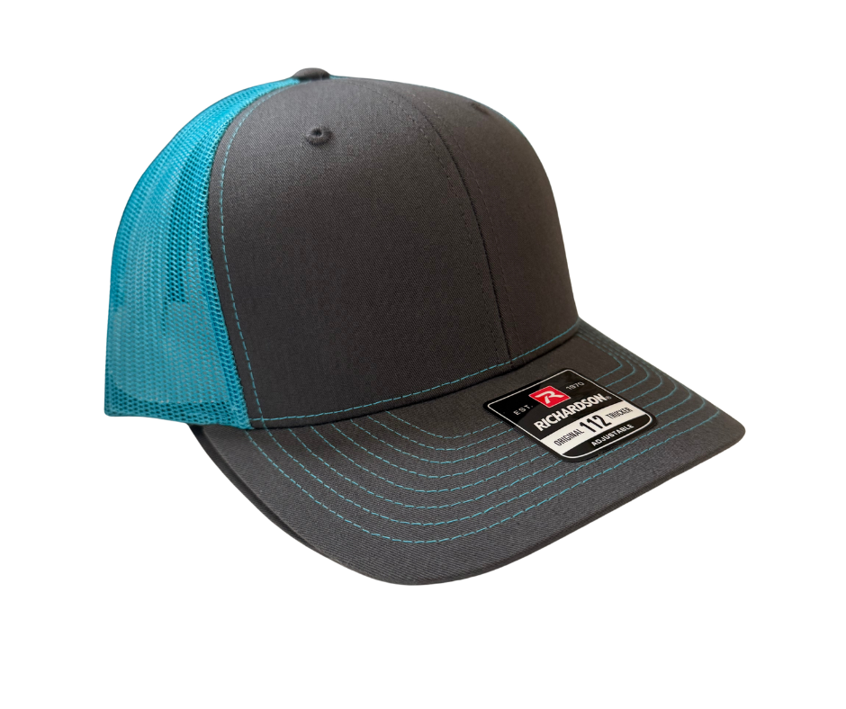 GREY & TEAL HAT (WITH LASER ETCHED PATCH)