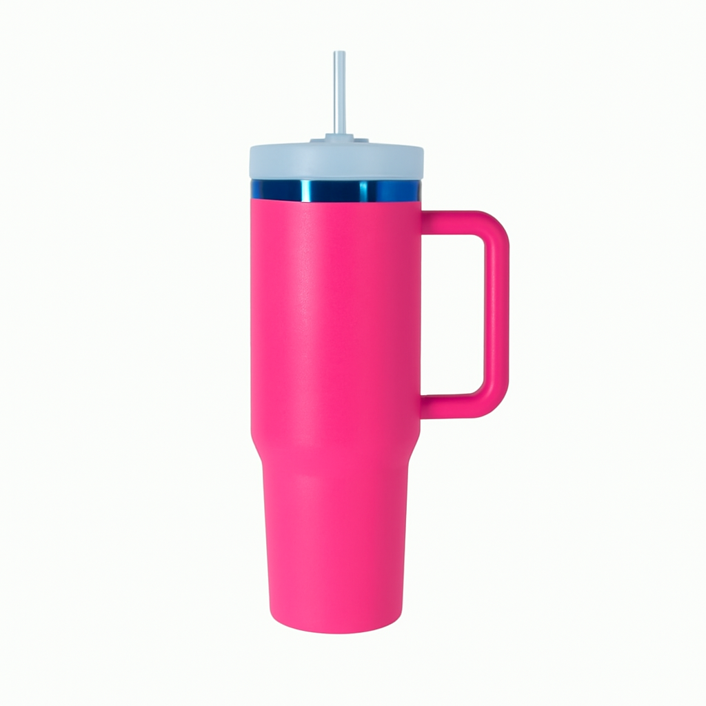 40oz HOT PINK WITH RAINBOW UNDERLAY (WITH LASER ETCHING)