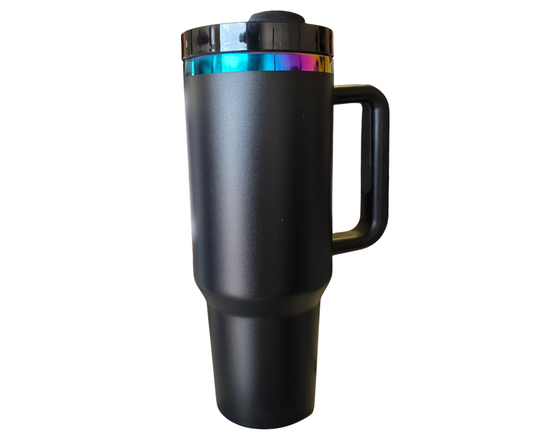 40oz BLACK WITH RAINBOW ETCHING