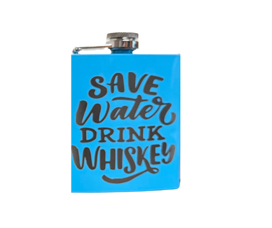 LIGHT BLUE FLASK (WITH ETCHING)
