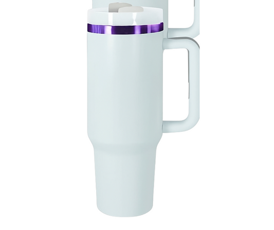 WHITE 40oz CUP PURPLE BASE (WITH LASER ETCHING)