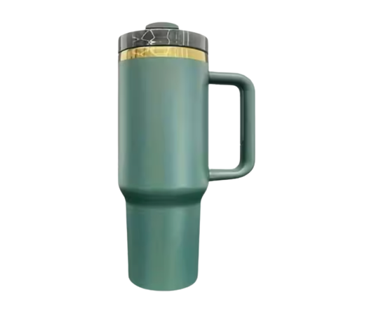 40oz green cup with gold plating (with etching)